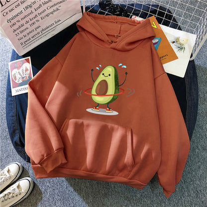 Hoodies Sporty Cartoon Avocado