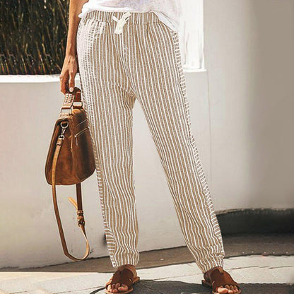 Striped wide-leg pants